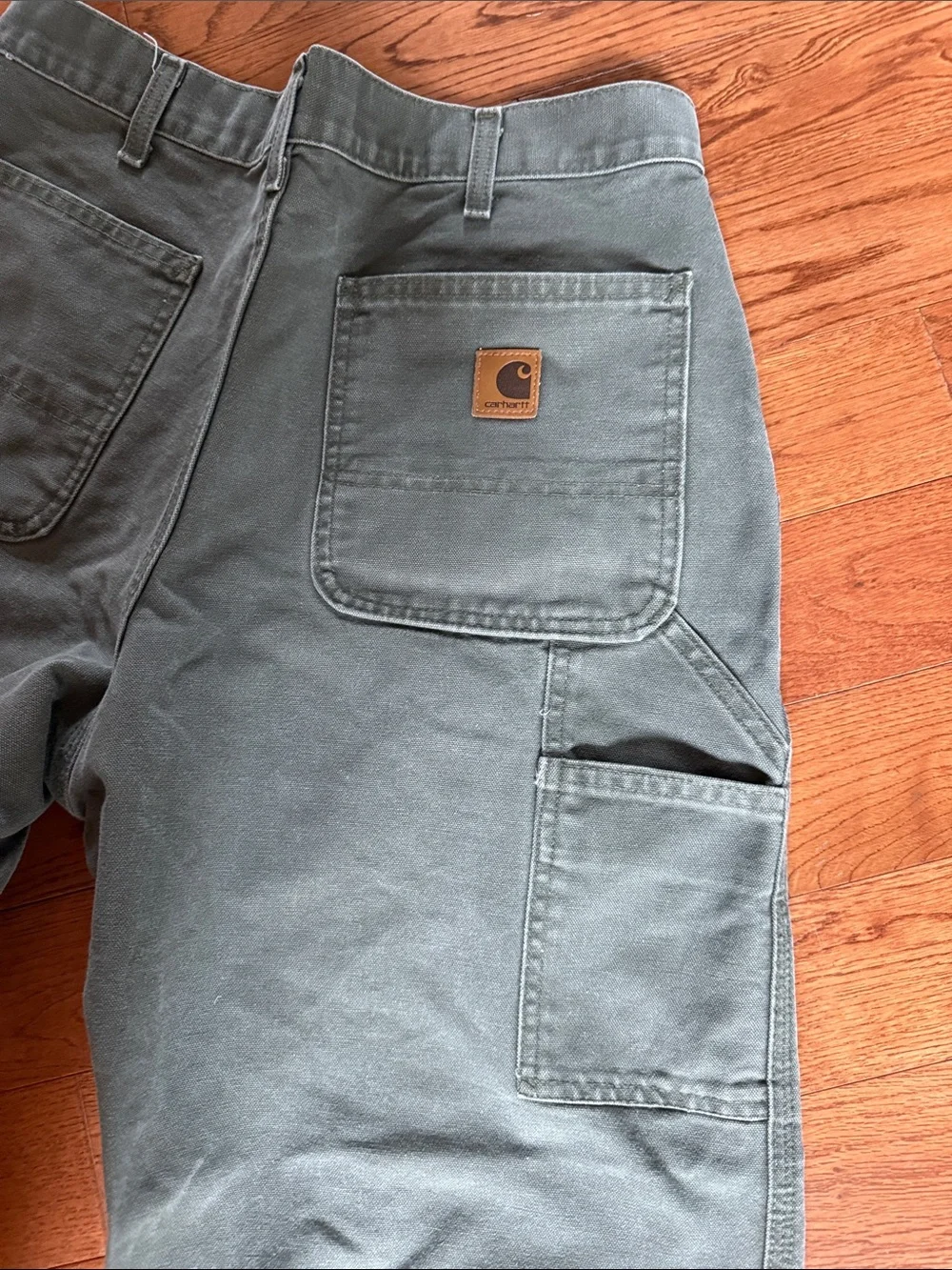 Carhartt Men's Green Work Pants - Durable Canvas Carpenter Trousers